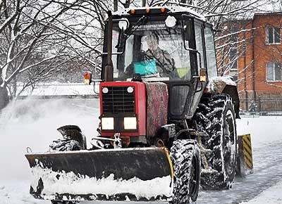 Tractor in the snow.